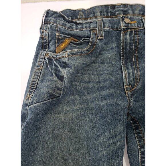 Ariat Men’s M4 Low Rise Dark Wash Denim Blue Boot Cut Jeans Size 34/34 MX12FA16 - Picture 3 of 16